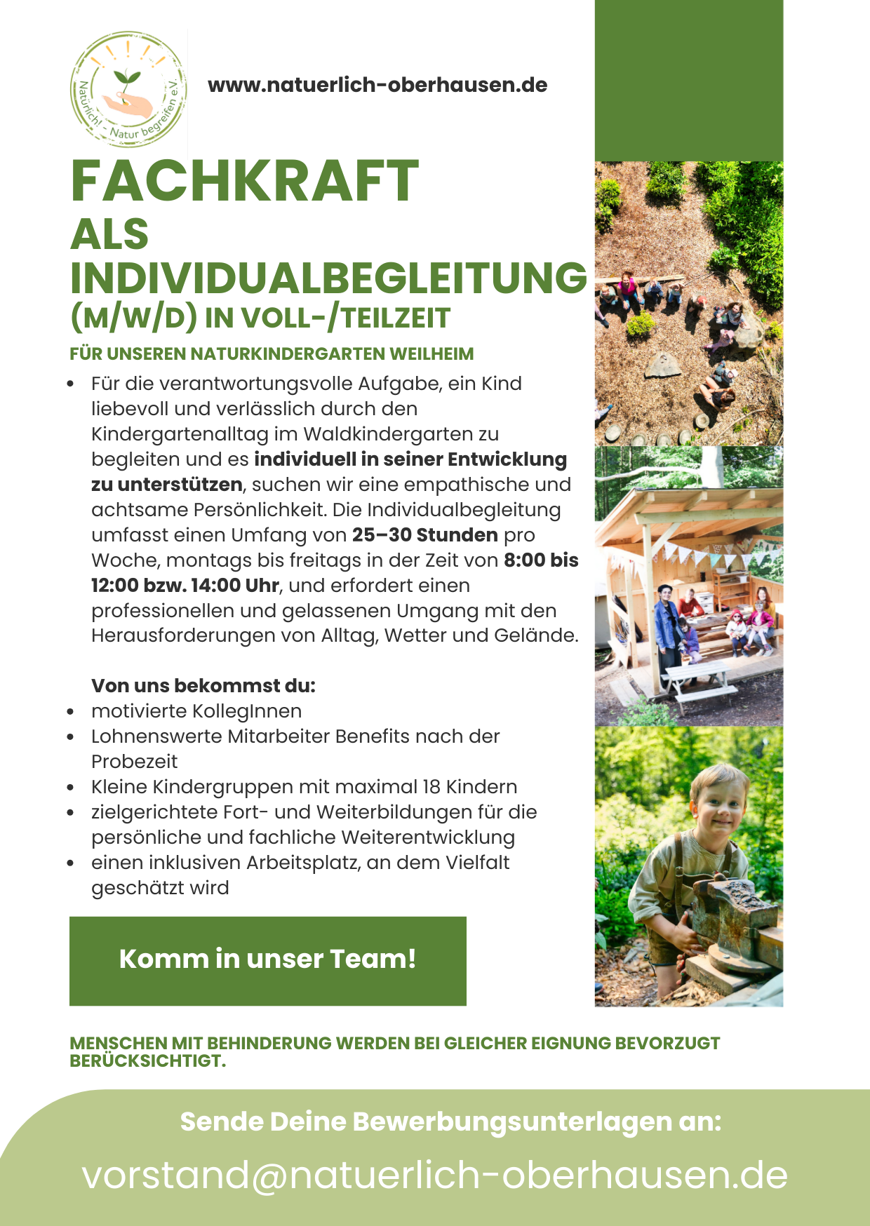 Wir suchen für unseren Naturkindergarten Weiheim eine Fachkraft als Individualbekleidung (m/w/d). Wir suchen für unseren Naturkindergarten Weiheim eine Fachkraft als Individualbekleidung (m/w/d).